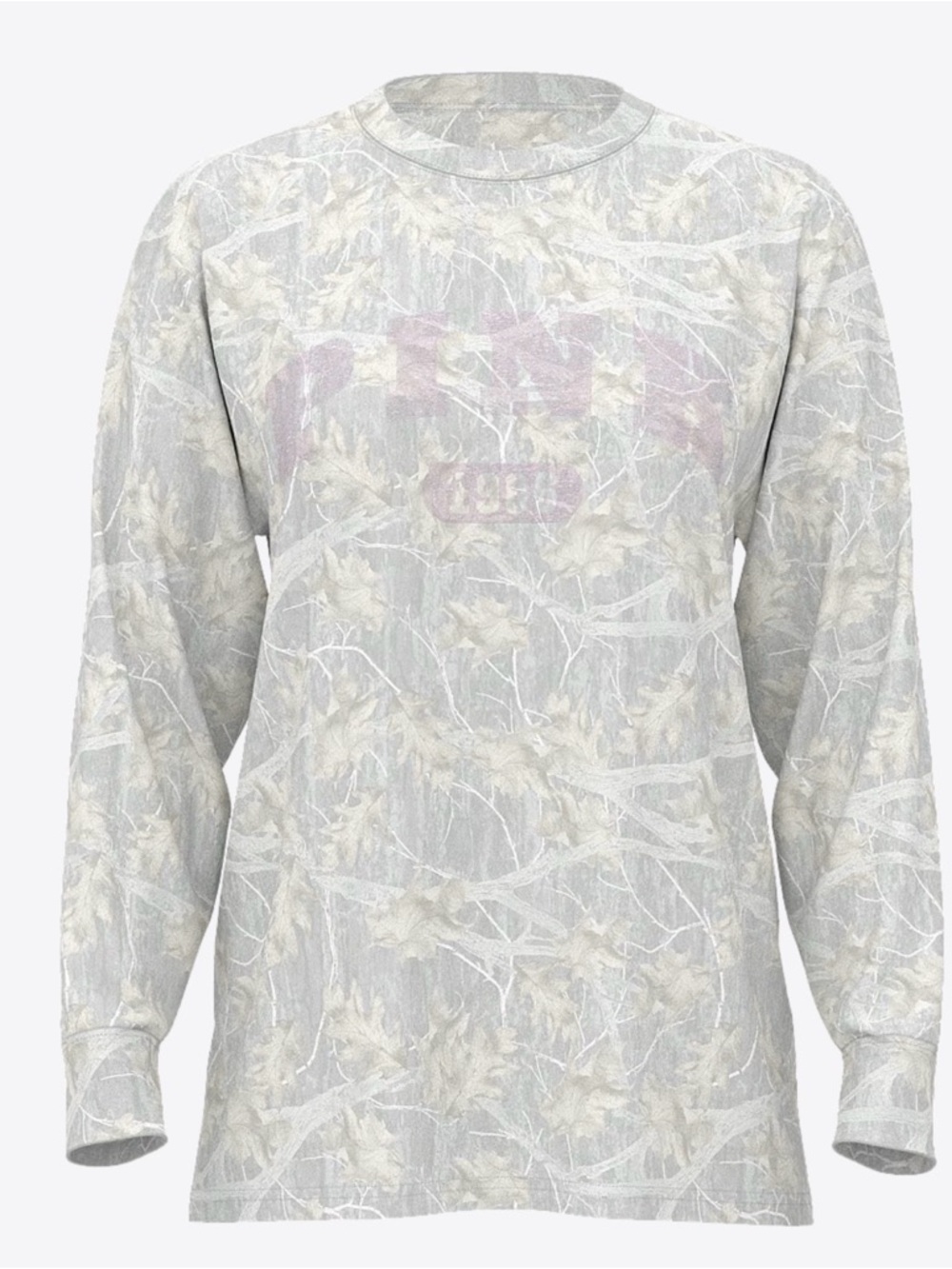 VS PINK Campus Cotton Long Sleeve Tee XS | Camo Print Pink Logo NWT